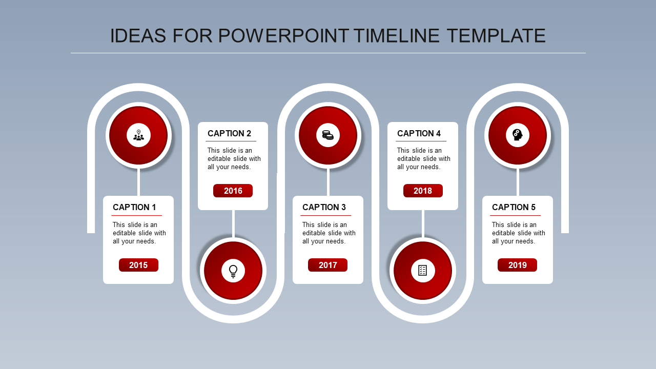 Our Predesigned Timeline Template PPT Slide-Red Color